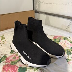 Balenciaga Black Knit High-Top Sneakers